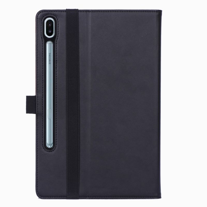 Cover Samsung Galaxy Tab S6 Paars Zwart Lederen Stijl Met Riem