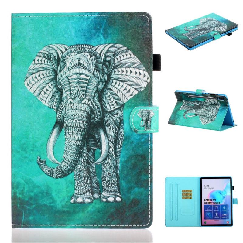 Leren Hoesje voor Samsung Galaxy Tab S6 Tribale Olifant