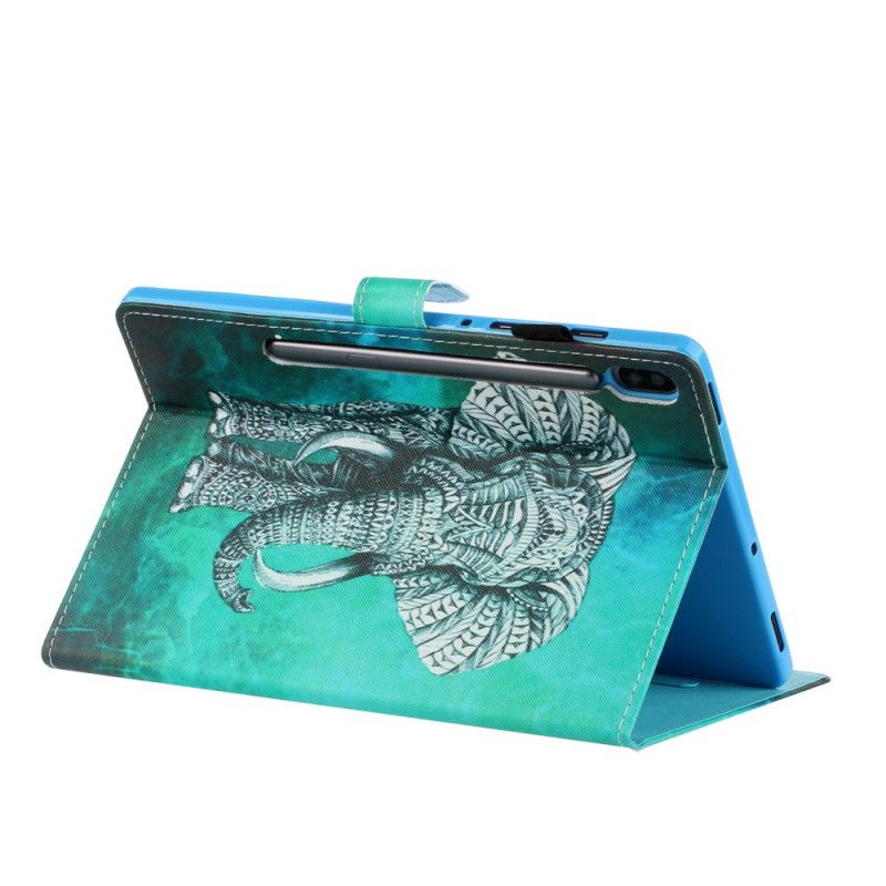 Leren Hoesje voor Samsung Galaxy Tab S6 Tribale Olifant