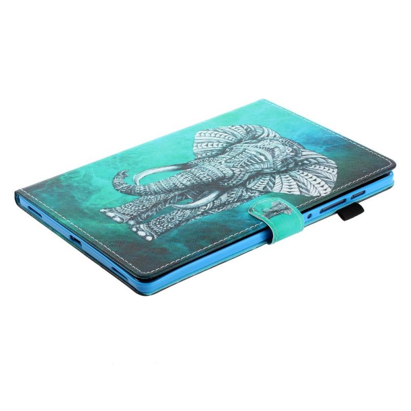 Leren Hoesje voor Samsung Galaxy Tab S6 Tribale Olifant