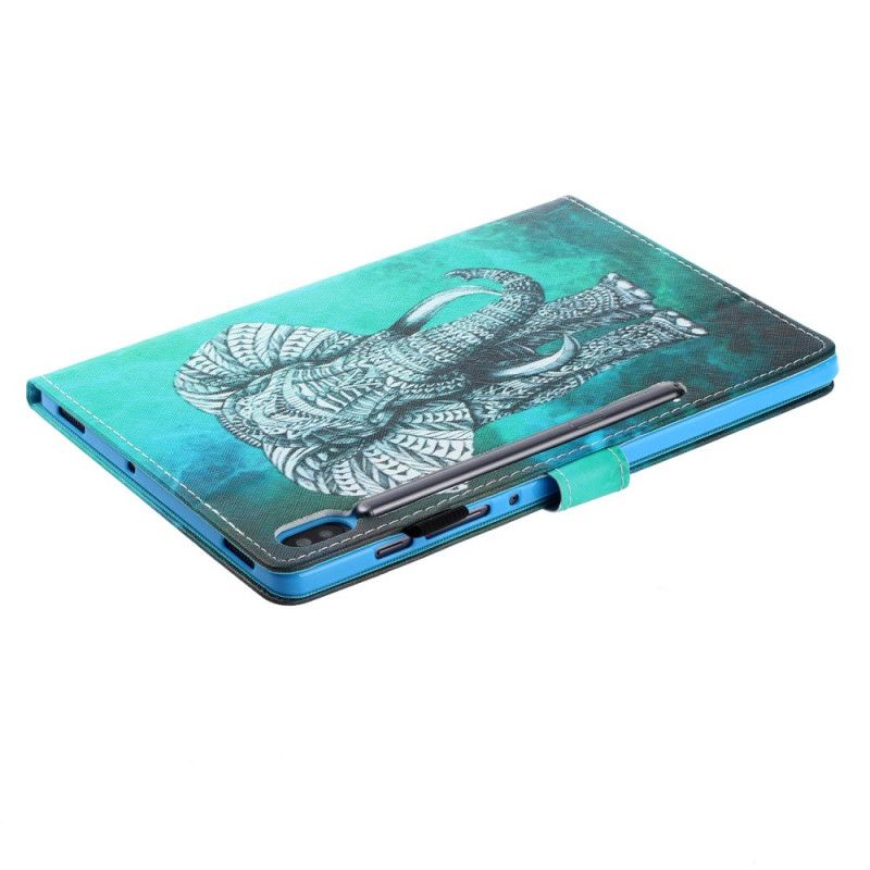 Leren Hoesje voor Samsung Galaxy Tab S6 Tribale Olifant