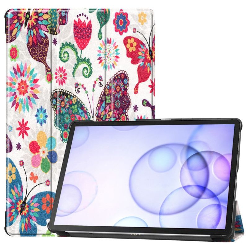 Smart Case Samsung Galaxy Tab S6 Retro Vlinders En Bloemen