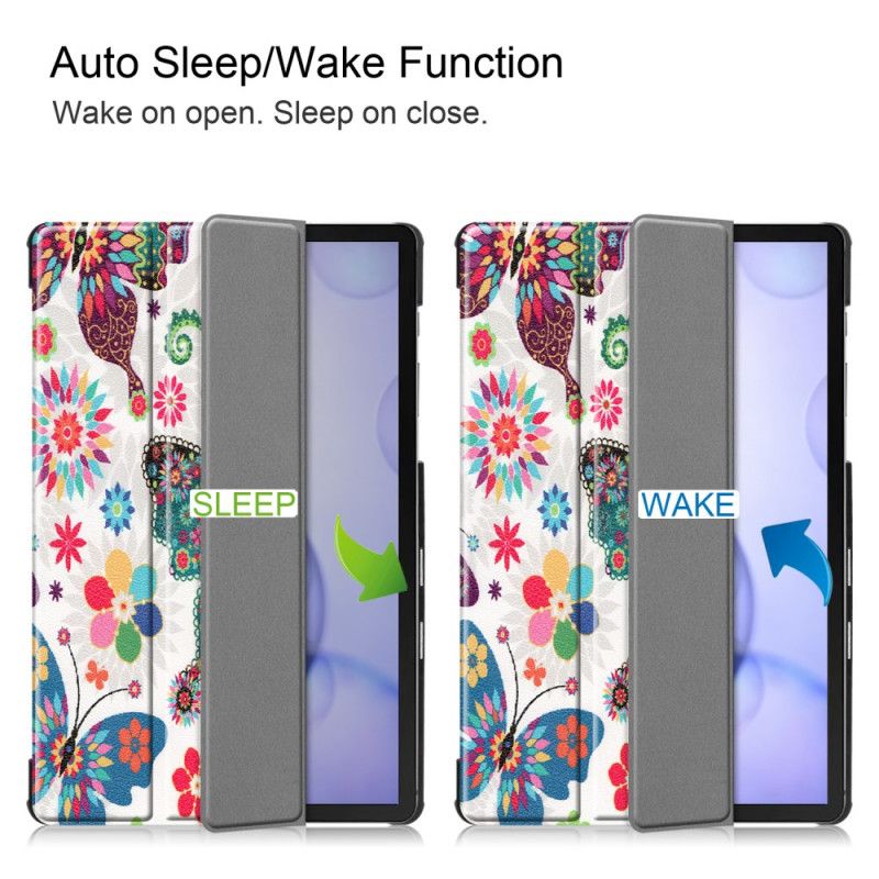 Smart Case Samsung Galaxy Tab S6 Retro Vlinders En Bloemen