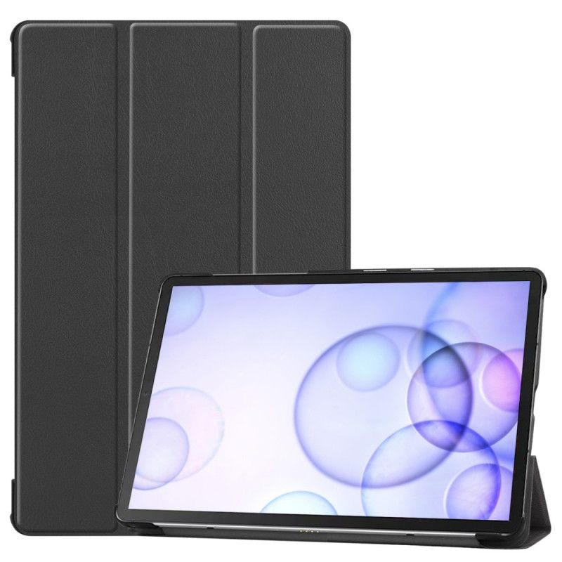 Smart Case Samsung Galaxy Tab S6 Wit Zwart Klassiek Kunstleer