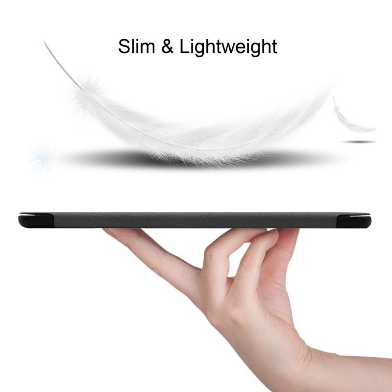 Smart Case Samsung Galaxy Tab S6 Wit Zwart Klassiek Kunstleer