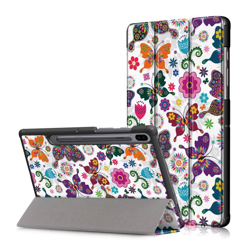 Smartcase Samsung Galaxy Tab S6 Vintage Stylushouder Voor Bloemen