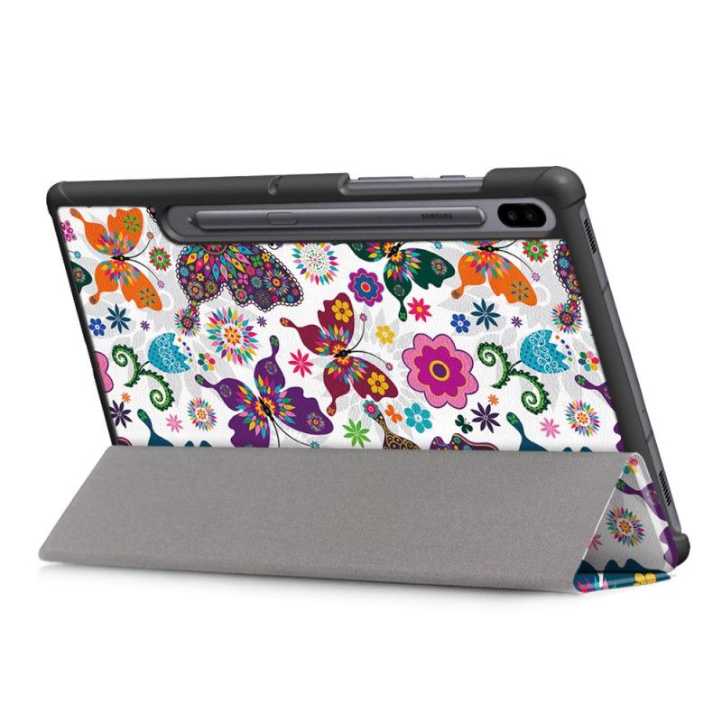 Smartcase Samsung Galaxy Tab S6 Vintage Stylushouder Voor Bloemen