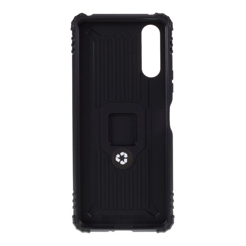 Case Hoesje Sony Xperia 10 II Rood Zwart Telefoonhoesje Ring En Koolstofvezel