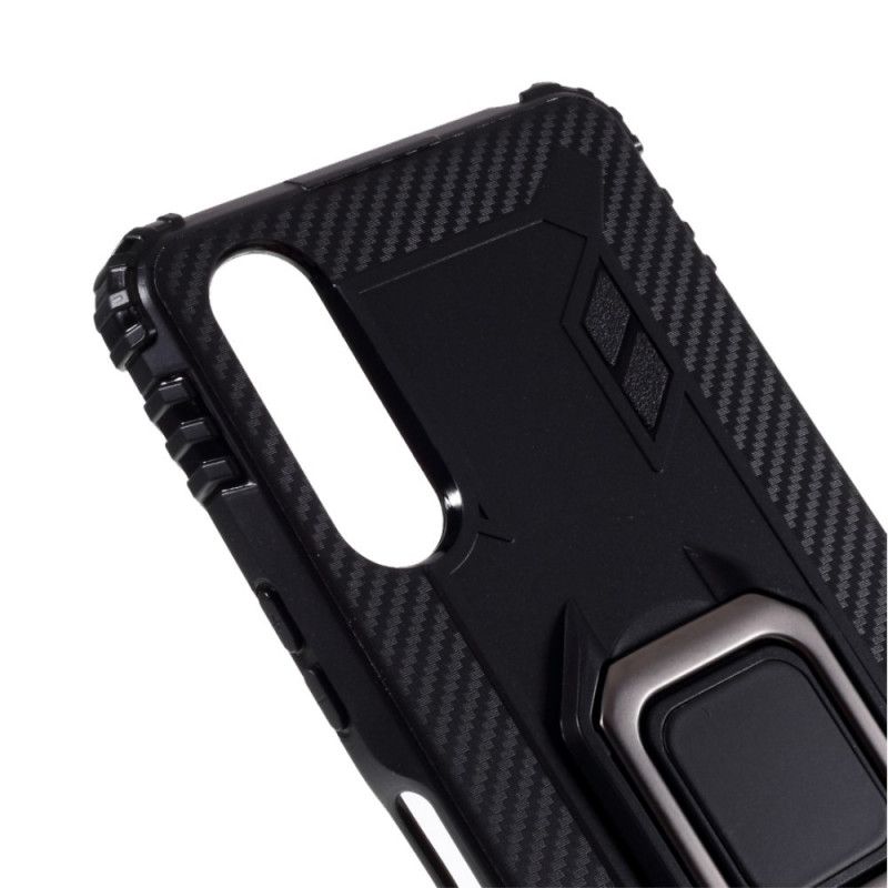 Case Hoesje Sony Xperia 10 II Rood Zwart Telefoonhoesje Ring En Koolstofvezel