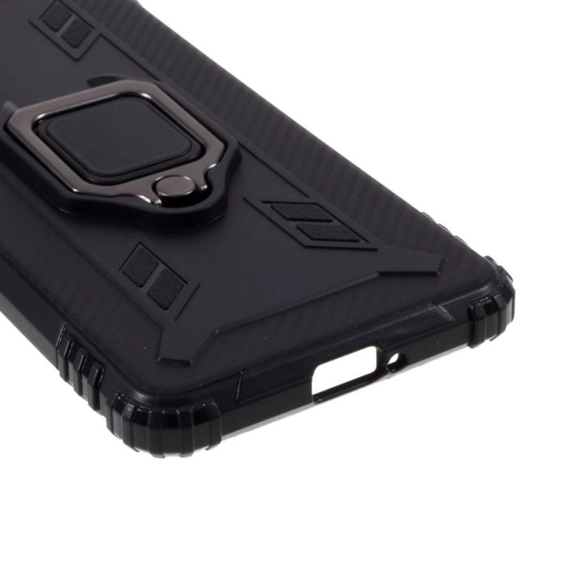 Case Hoesje Sony Xperia 10 II Rood Zwart Telefoonhoesje Ring En Koolstofvezel