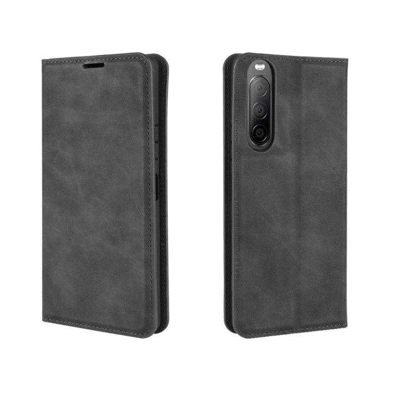 Folio-hoesje Sony Xperia 10 II Grijs Zwart Zacht Leereffect