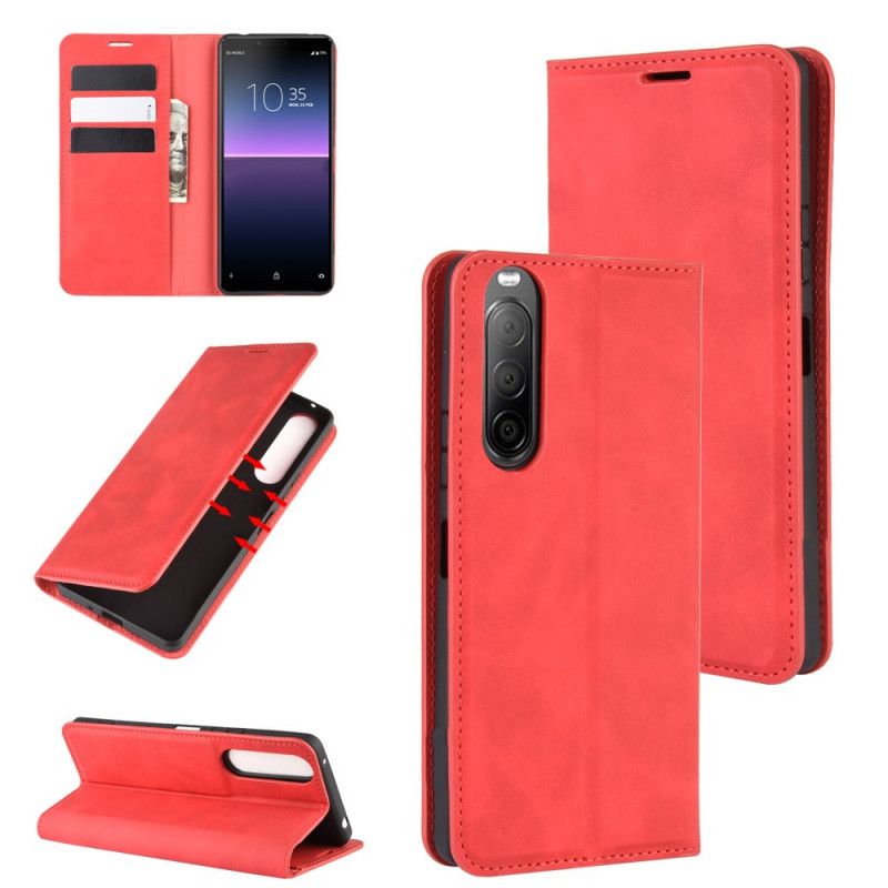 Folio-hoesje Sony Xperia 10 II Grijs Zwart Zacht Leereffect