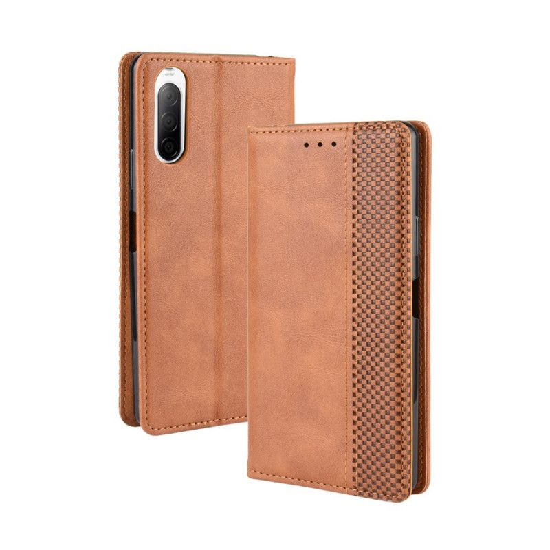 Folio-hoesje voor Sony Xperia 10 II Rood Zwart Gestileerd Vintage Leereffect