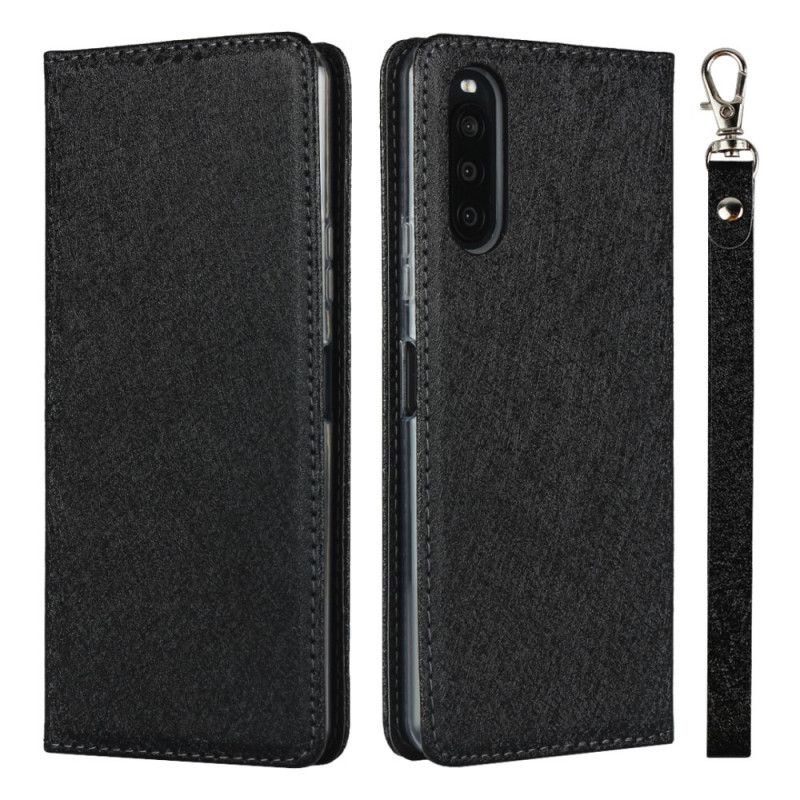 Folio-hoesje voor Sony Xperia 10 II Rood Zwart Zacht Leer Met Riempje