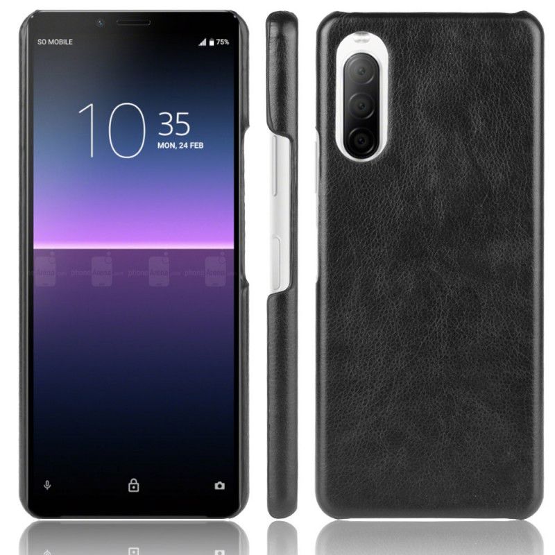 Hoesje voor Sony Xperia 10 II Grijs Zwart Lychee Leereffect