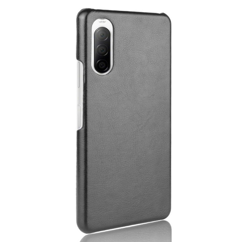 Hoesje voor Sony Xperia 10 II Grijs Zwart Lychee Leereffect
