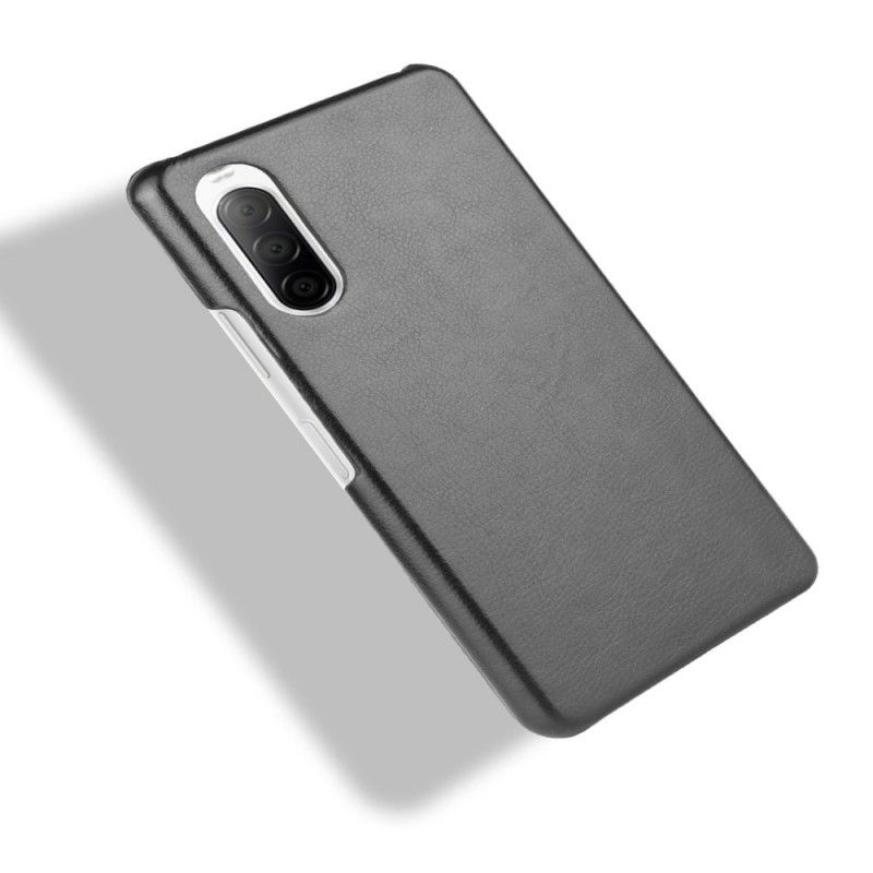 Hoesje voor Sony Xperia 10 II Grijs Zwart Lychee Leereffect
