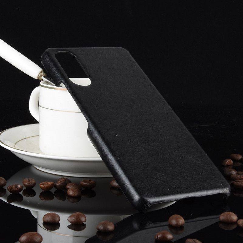 Hoesje voor Sony Xperia 10 II Grijs Zwart Lychee Leereffect