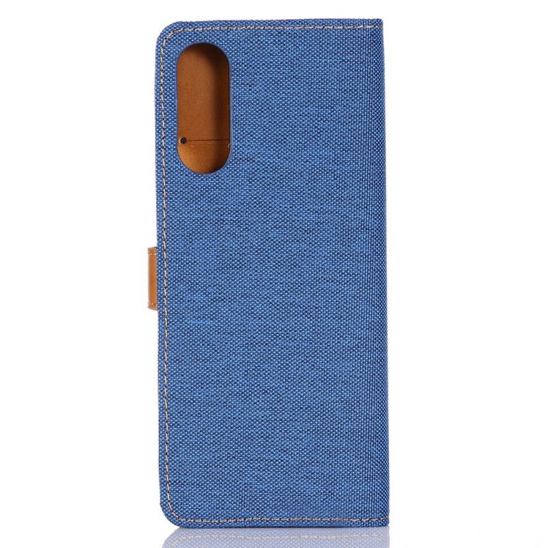 Leren Hoesje Sony Xperia 10 II Donkerblauw Zwart Oxford-Stof