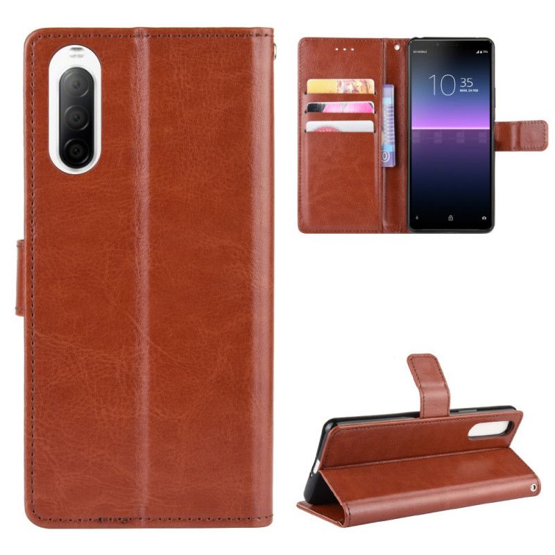 Leren Hoesje voor Sony Xperia 10 II Rood Zwart Flitsend Kunstleer