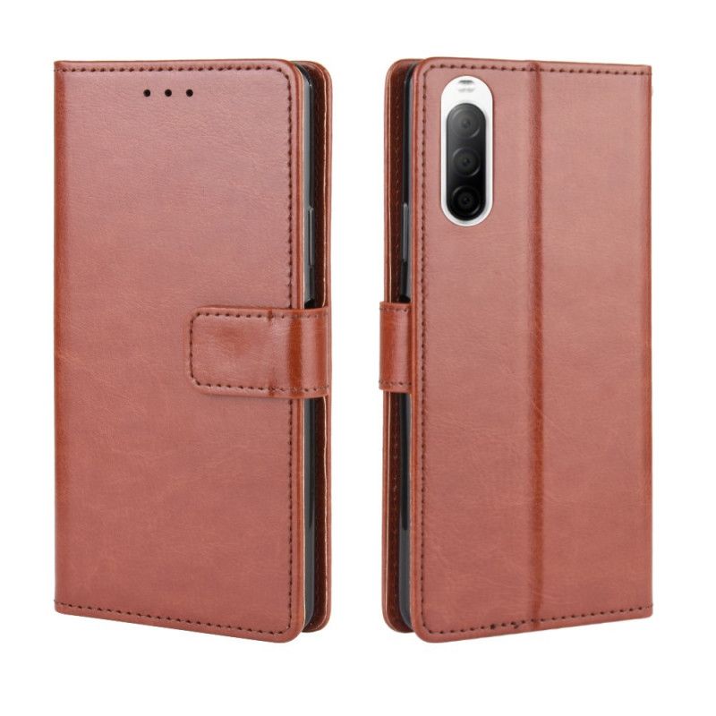 Leren Hoesje voor Sony Xperia 10 II Rood Zwart Flitsend Kunstleer
