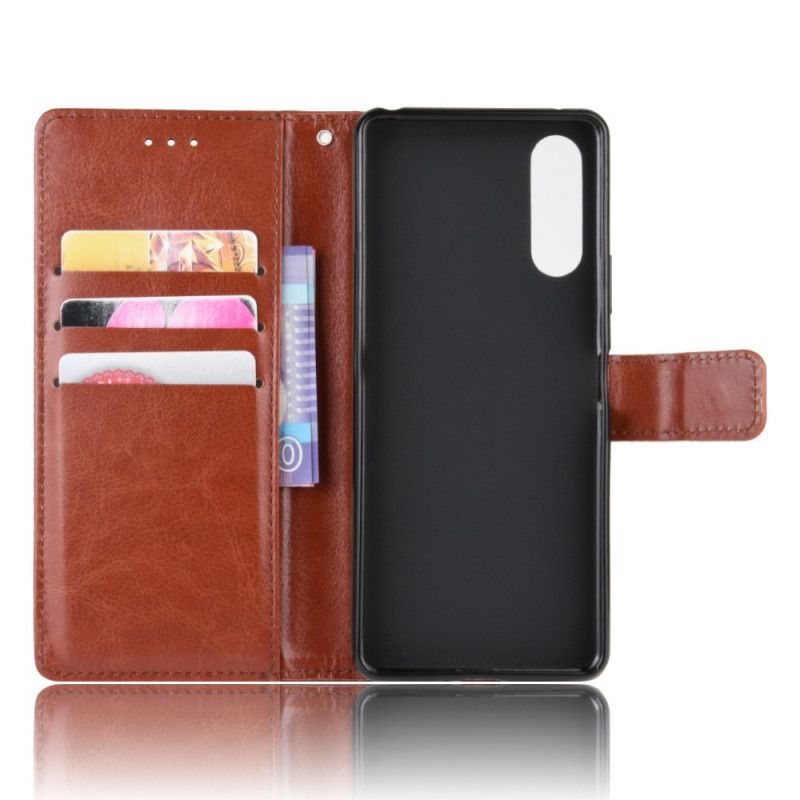 Leren Hoesje voor Sony Xperia 10 II Rood Zwart Flitsend Kunstleer