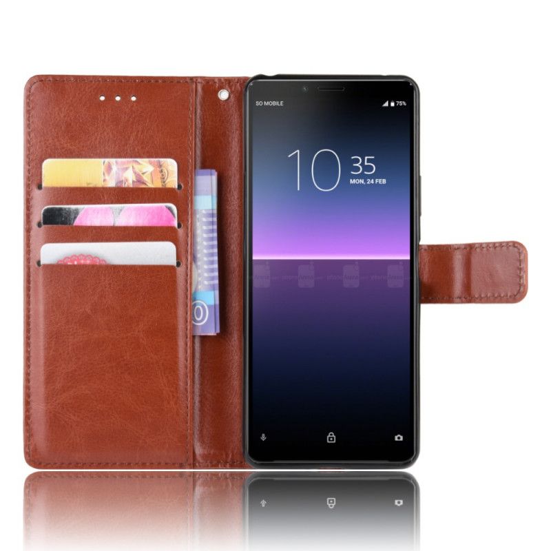 Leren Hoesje voor Sony Xperia 10 II Rood Zwart Flitsend Kunstleer