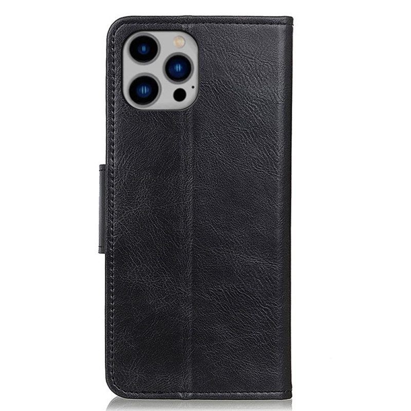 Flip Case voor iPhone 14 Plus Omkeerbare Sluiting Met Leereffect