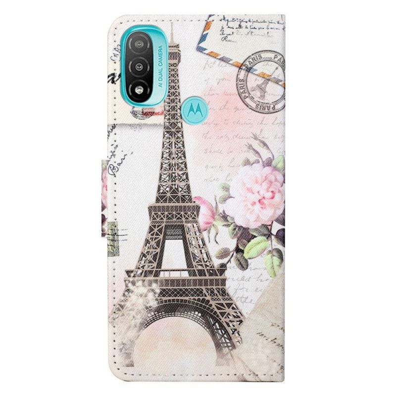 Flip Case voor Moto G71 5G Retro Eiffeltoren