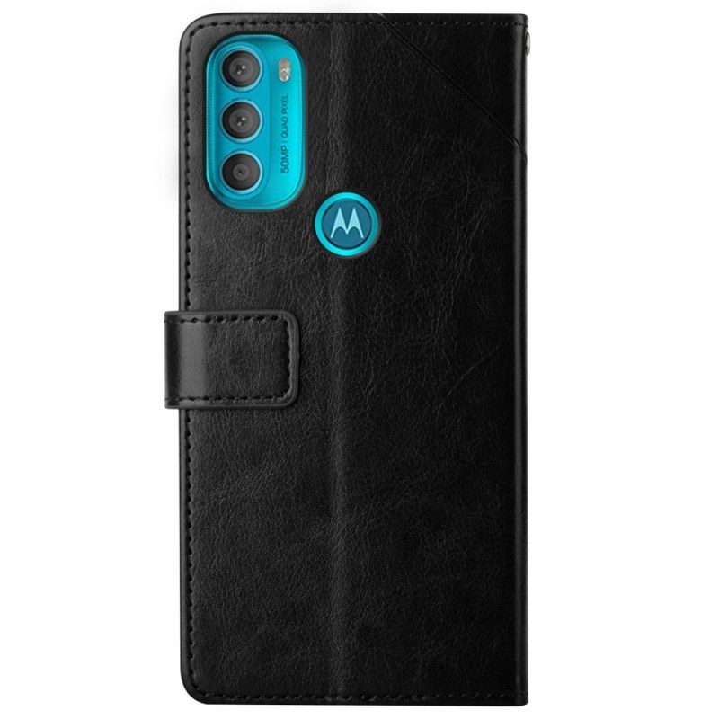 Flip Case voor Moto G71 5G Stijl Leer Geo Y Design