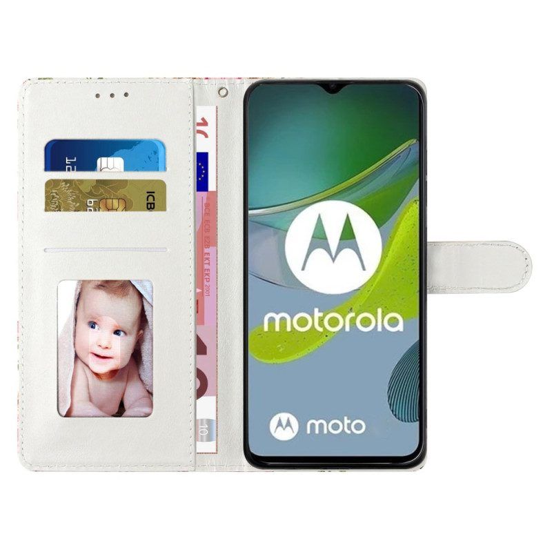 Flip Case voor Moto G73 5G Met Ketting Gekleurd Strookmarmer