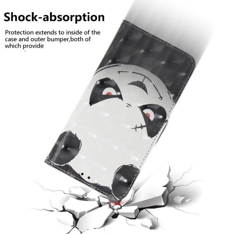 Flip Case voor OnePlus Nord 2T 5G Met Ketting Boze Panda Met Lanyard