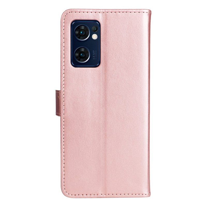 Flip Case voor Oppo Find X5 Lite Met Ketting String Katten En Bijen