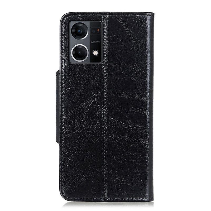 Flip Case voor Oppo Reno 7 Imitatieleren Lakknoop Khazneh