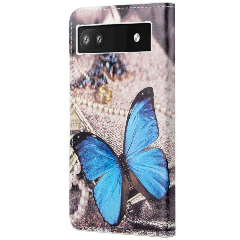 Folio-hoesje voor Google Pixel 6A Blauwe Vlinder