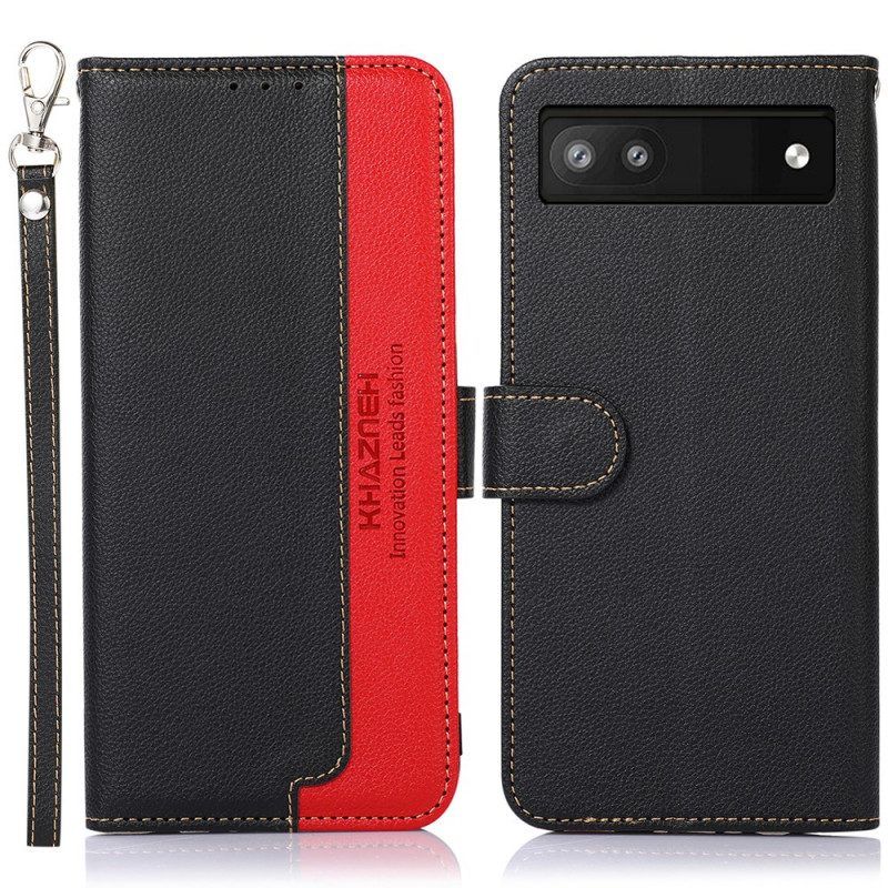 Folio-hoesje voor Google Pixel 6A Lychee-stijl Rfid Khazneh