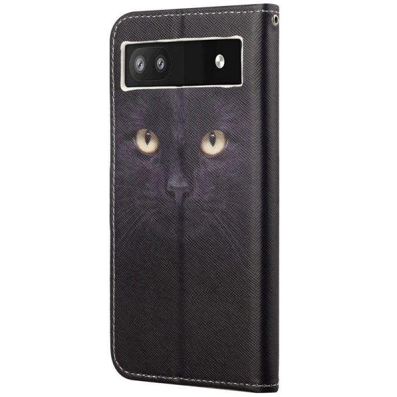 Folio-hoesje voor Google Pixel 6A Met Ketting Strappy Kattenogen