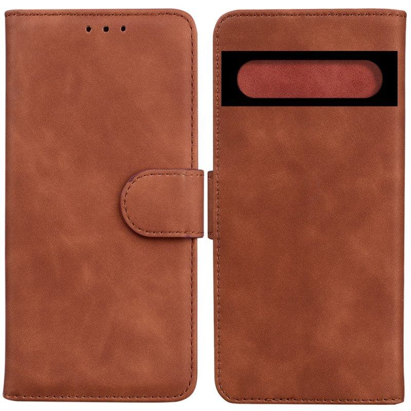 Folio-hoesje voor Google Pixel 7 Effen Lederen Stijl