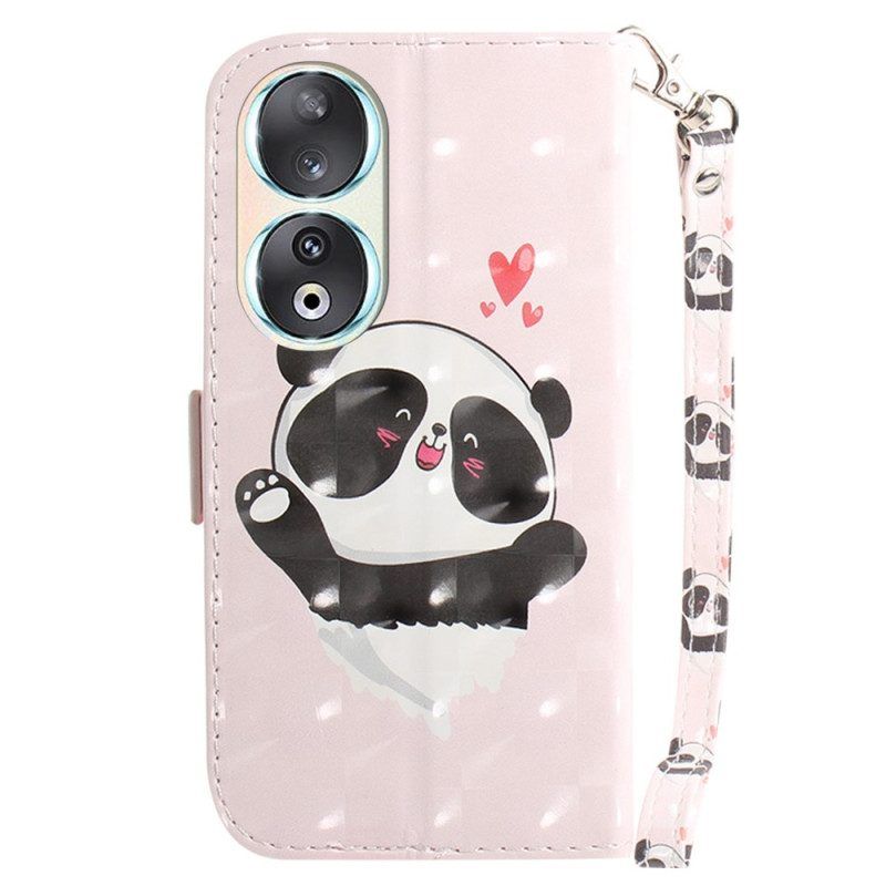 Folio-hoesje voor Honor 90 Met Ketting Panda Love Met Riempje