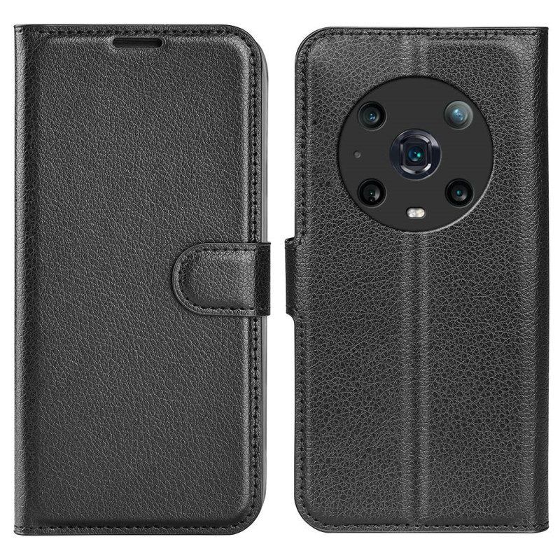 Folio-hoesje voor Honor Magic 4 Pro Klassiek Leereffect