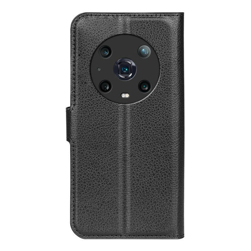 Folio-hoesje voor Honor Magic 4 Pro Klassiek Leereffect