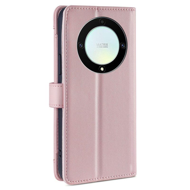 Folio-hoesje voor Honor Magic 5 Lite Portemonnee Leren Portemonnee Met Lanyard En Schouderriem