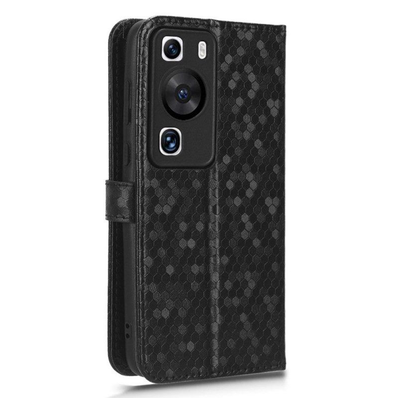 Folio-hoesje voor Huawei P60 Pro Met Ketting 3d-patroon Met Riempje