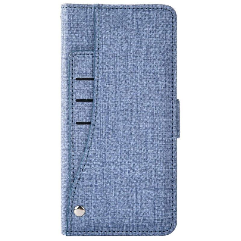 Folio-hoesje voor iPhone 14 Jeans Met Roterende Kaarthouder