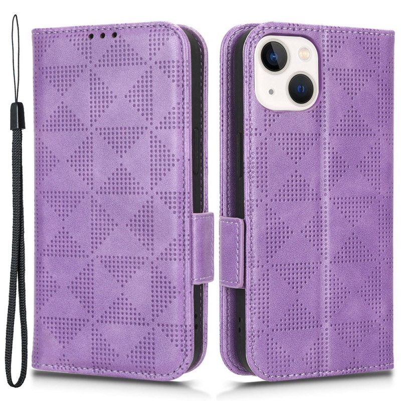 Folio-hoesje voor iPhone 14 Plus Flip Case Dubbel Flap- En Driehoekspatroon