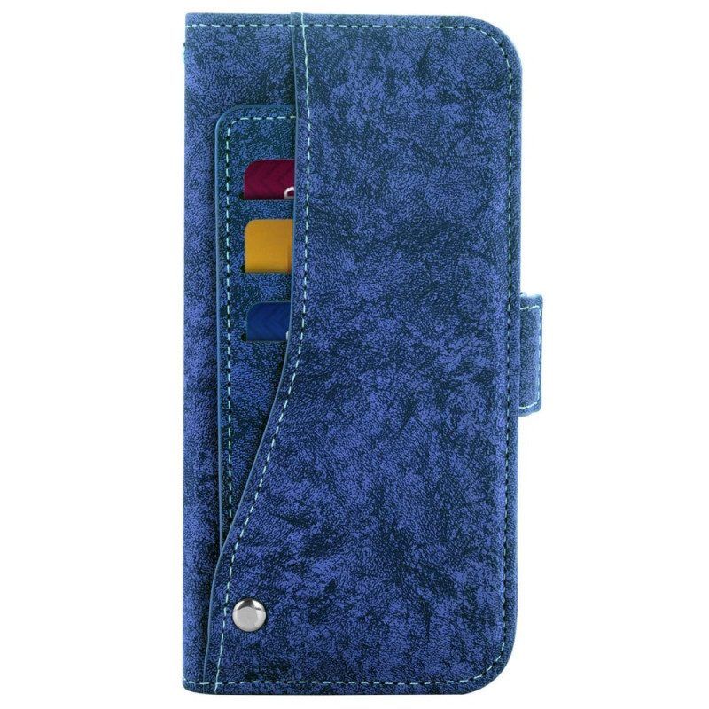 Folio-hoesje voor iPhone 14 Plus Glijdende En Lanyard-kaarthouder