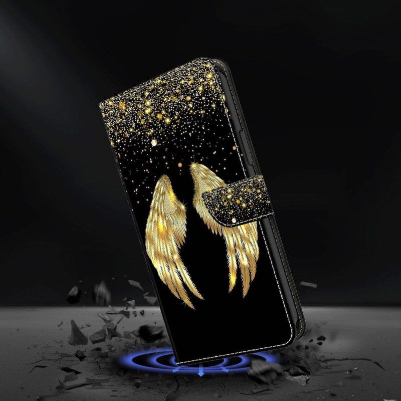 Folio-hoesje voor iPhone 15 Pro Gouden Vleugels