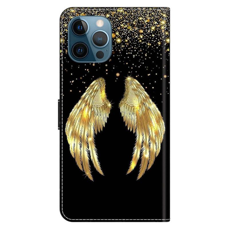 Folio-hoesje voor iPhone 15 Pro Gouden Vleugels