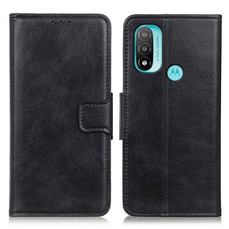 Folio-hoesje voor Moto E40 / E30 / E20 Omkeerbare Sluiting Met Leereffect