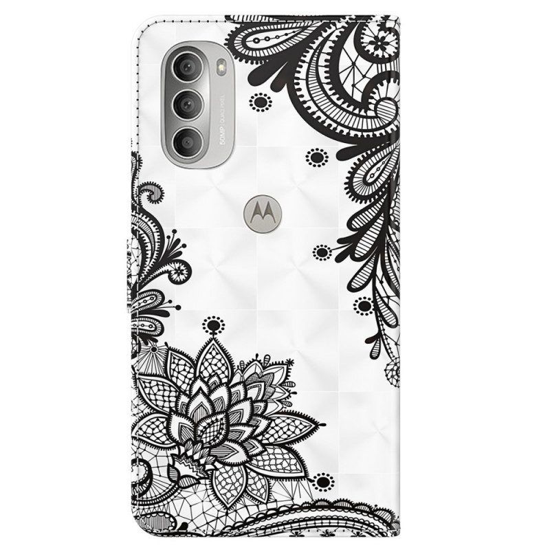 Folio-hoesje voor Moto G51 5G Chique Kant